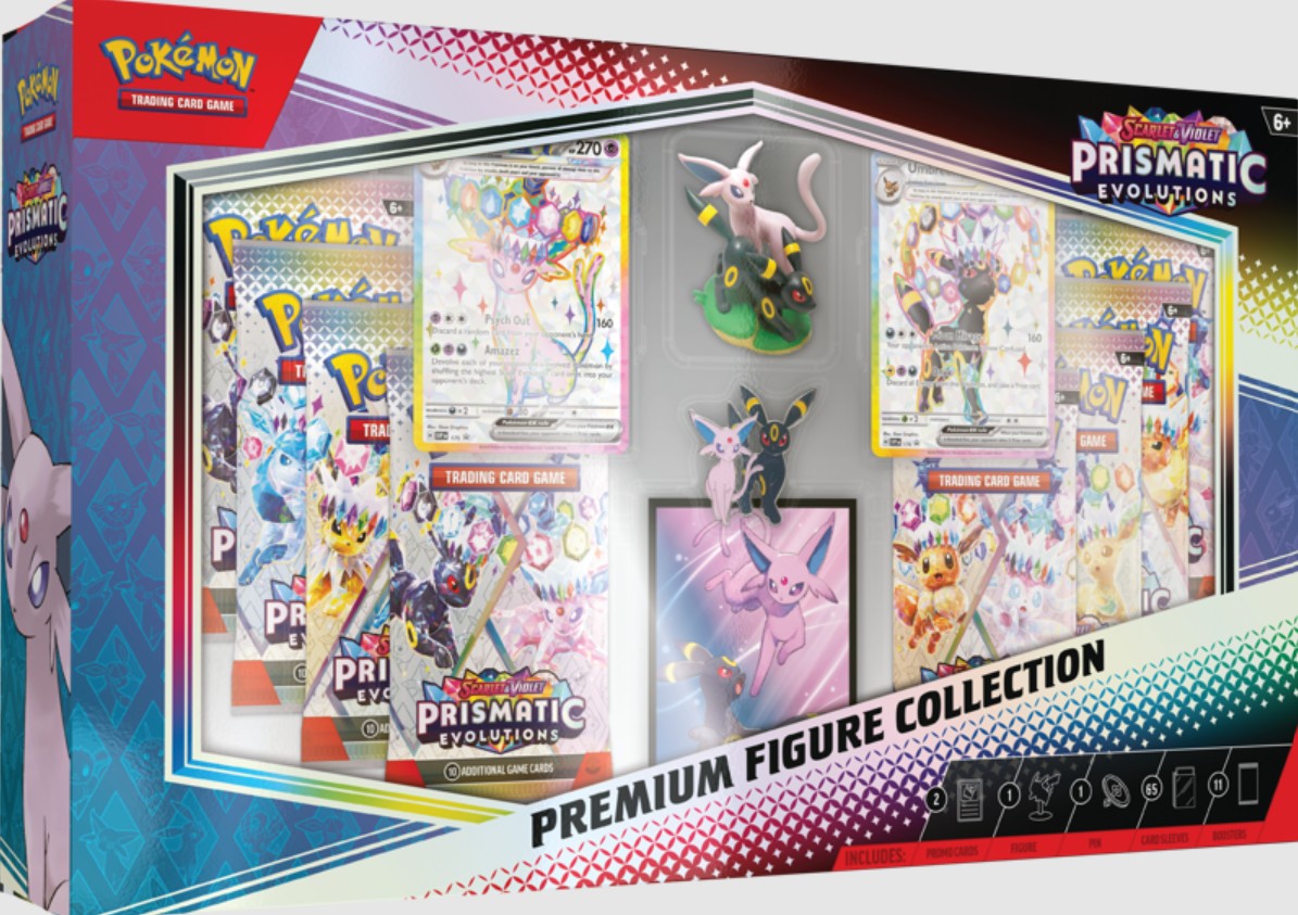 Eine Pokémon VSTAR Collection Box von Pokejoy mit einer holografischen VSTAR-Karte im Sichtfenster und umgeben von Booster Packs.