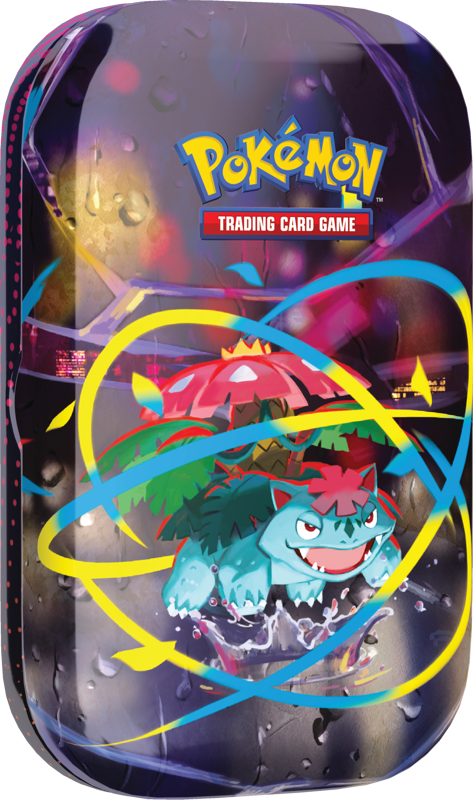 Verschiedene bunte Pokémon Tin Boxen stehen nebeneinander und zeigen die ikonischen Metallboxen zur Kartenaufbewahrung.